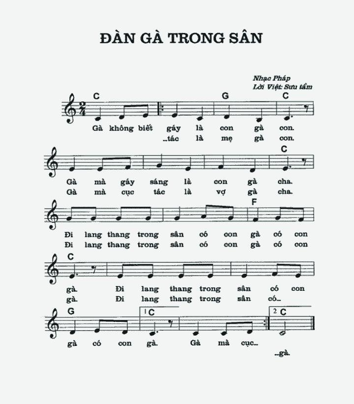 Sheet nhạc Đàn Gà Trong Sân